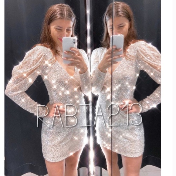 HP*Zara | Sequin Gold Sexy Party Dress - Picture 7 of 17